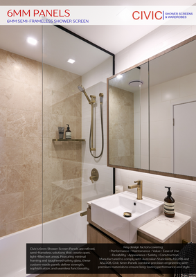 6mm Panels: Semi-Frameless Shower Screens